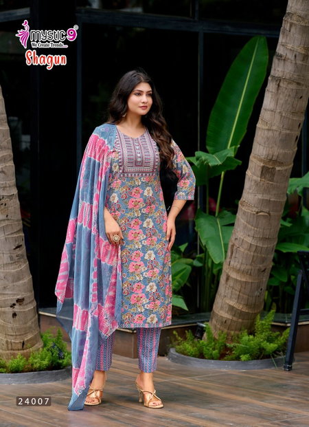 Shagun Vol 24 By Mystic 9 Rayon Kurti With Bottom Dupatta Wholesale Online